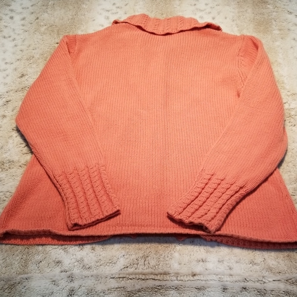 Talbots Heavier Weight Light Orange Cardigan Sz M - Picture 7 of 7